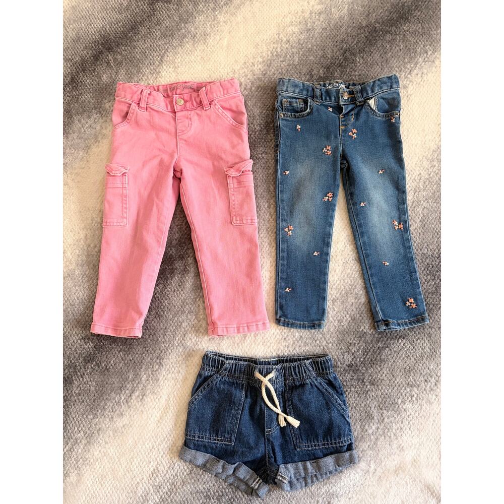 8 PC Bundle Size 3T Toddler Girl Denim Jean Overalls Shorts Jackets Cat Jack - Picture 4 of 7